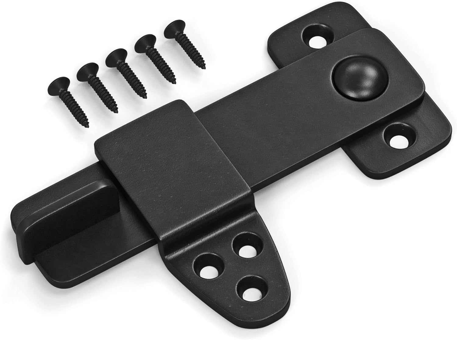 Barn Door Latch - Shed Door Latch - Sliding Barn Door Latches and Catches - Barn Door Lock - Black Wrought Iron Rustic Flip Latch Hardware Kit for Double Doors, Garden Gate, Cabinet, Bar, Pantry C62