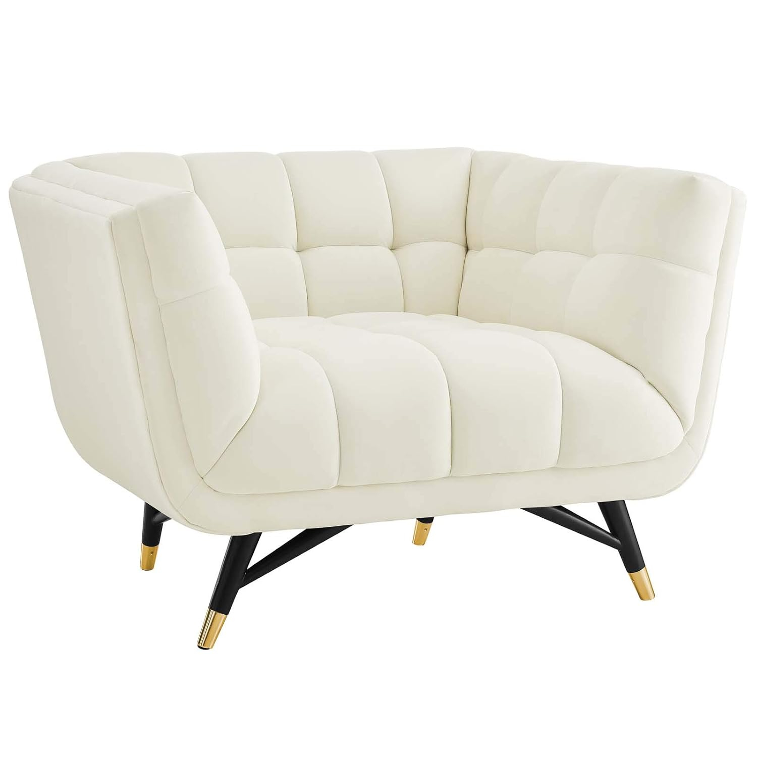 Modway Adept Performance Velvet Accent Armchair in Ivory and Black