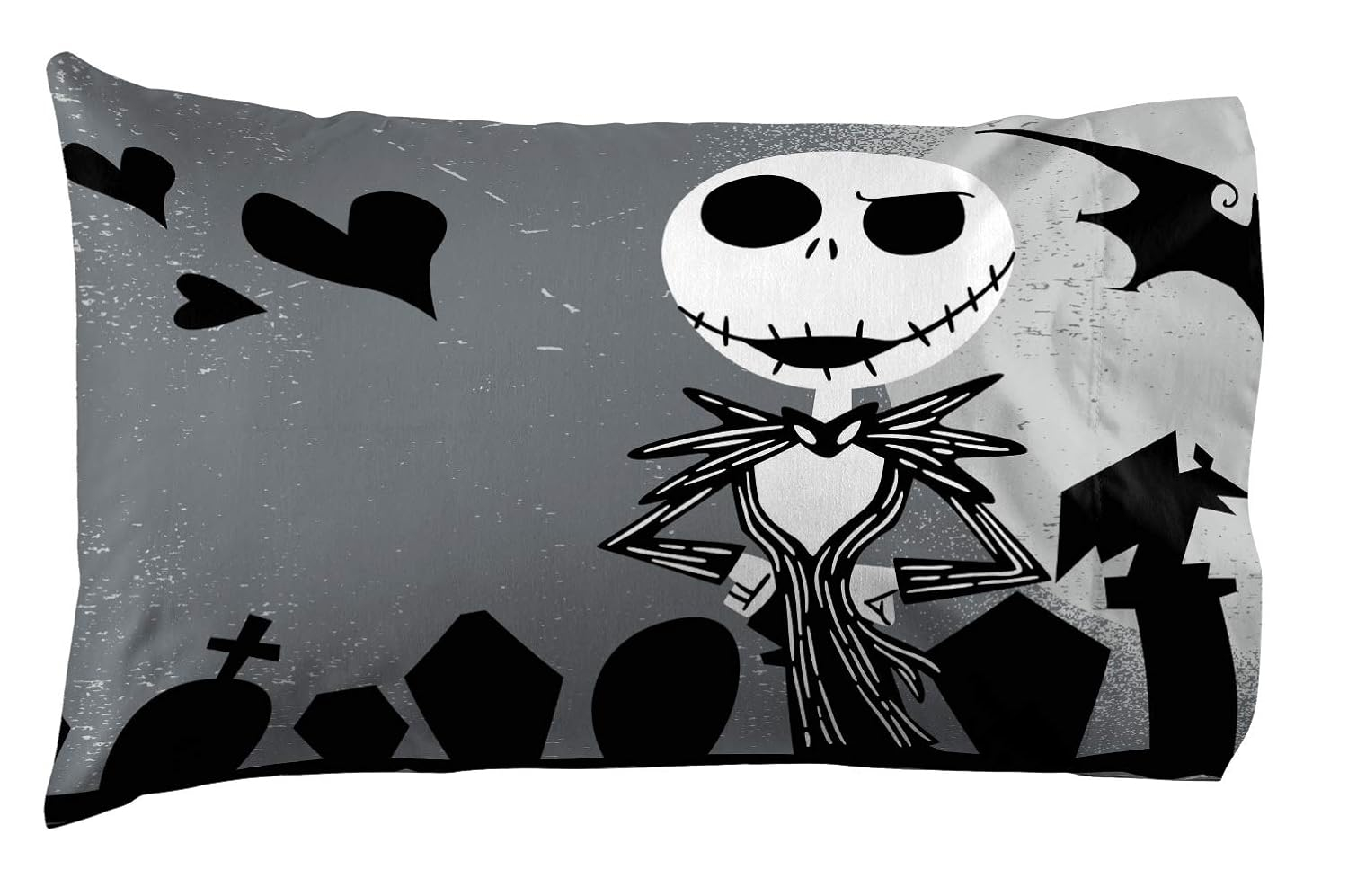 Disney Nightmare Before Christmas Grave Yard 1 Pack Reversible Pillowcase Featuring Jack Skellington and Sally