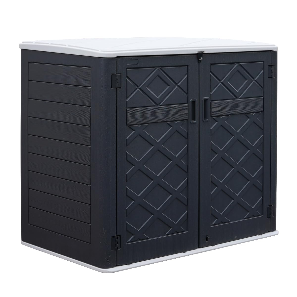 Large Brown Resin Outdoor Storage Shed with Shelving
