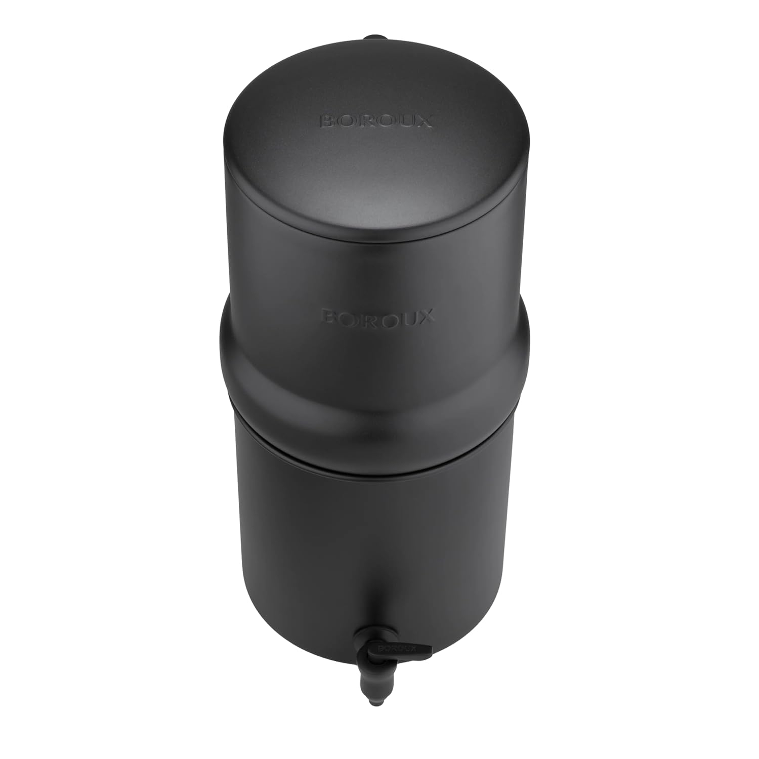 Compact. Boroux Gravity-Fed Countertop Stainless Steel Water Filter System | 1.8 Gallons with 2 Authentic Black Foundation. Filters | Matte Black