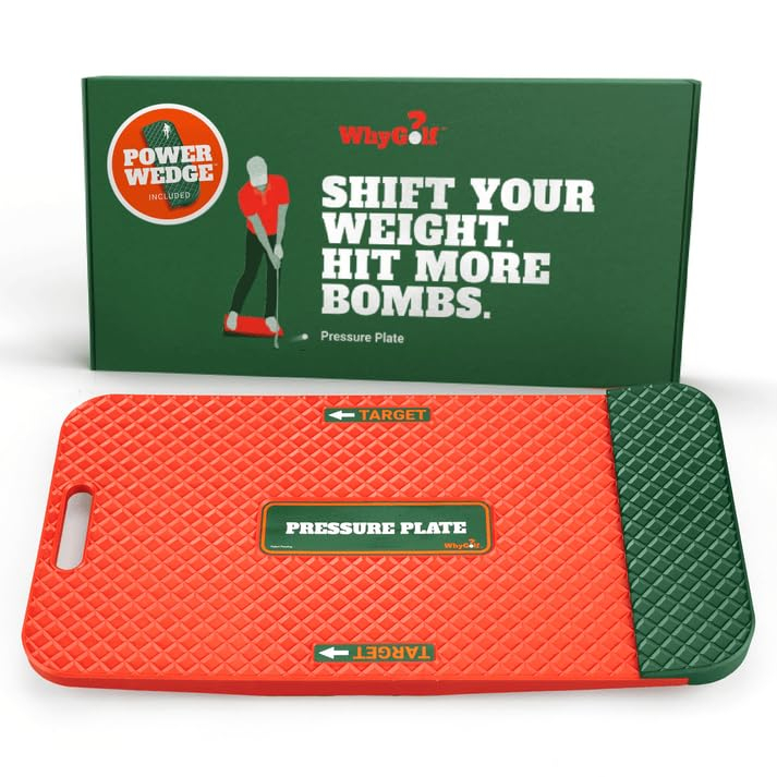 WHYGOLF Swing Trainer Pressure Plate with Power Wedge – Improve Weight Shift, Balance & Accuracy – Golf Training Aid for Increased Power & Control – Teaching Tool for Club Practice & Drills