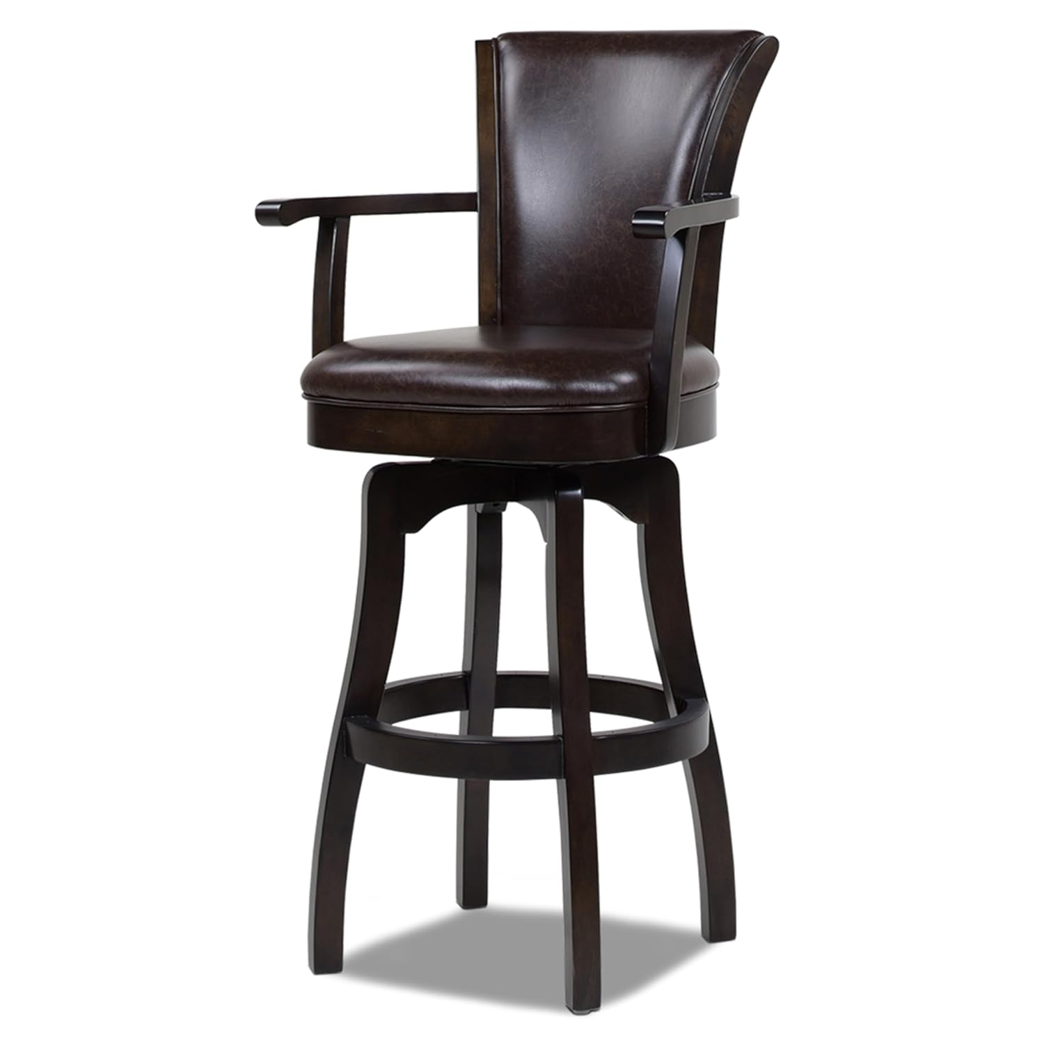 Williams 31" Swivel Bar Stool with Armrests Vintage Brown Faux Leather