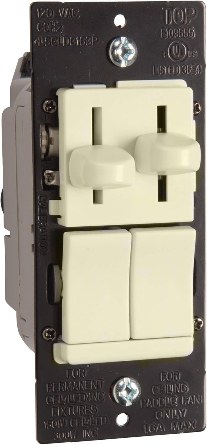 Light Almond Dual Slide Dimmer and Fan Control Switch