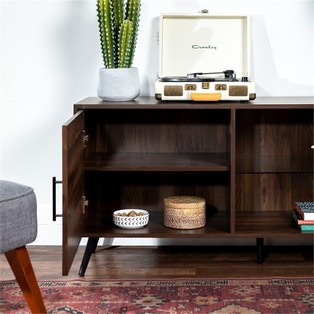 Sleek 52" Black Walnut Engineered Wood TV Stand with Storage