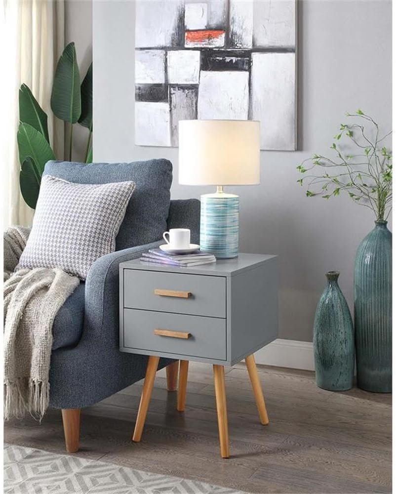 Convenience Concepts Oslo 2 Drawer End Table, Gray
