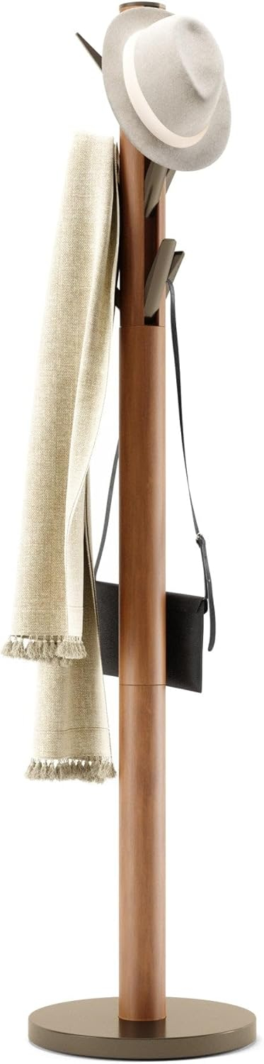 Umbra Flapper Coat Rack, Light Walnut/Warm Gold