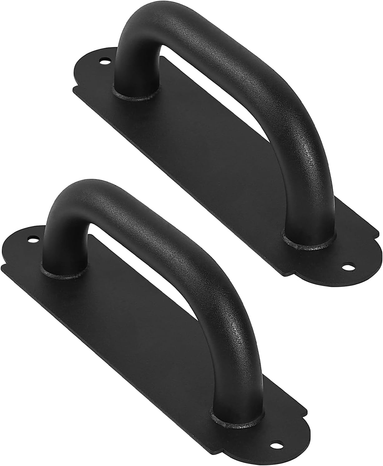 8'' Black Heavy Duty Barn Door Pull Handles 2 Pack, Outdoor Metal Power Coated Modern Gate Hanlde for Fence Garden Patio Gates, Interior Closet Cabinets Door Pulls