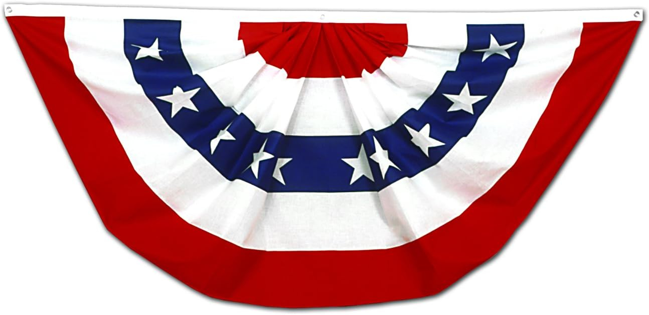 American Poly Cotton Patriotic Pleated Fan by Annin, 18" x 36"