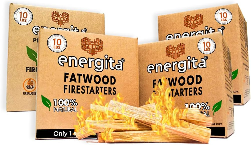 Premium 40lbs, Fatwood Fire Starter Sticks, Fast Fire Starters for Fireplaces, BBQ, Campfires, Pitfires and Wood Stoves, Easy to Light in All Conditions, Camping Essential Equipment Survival Kit
