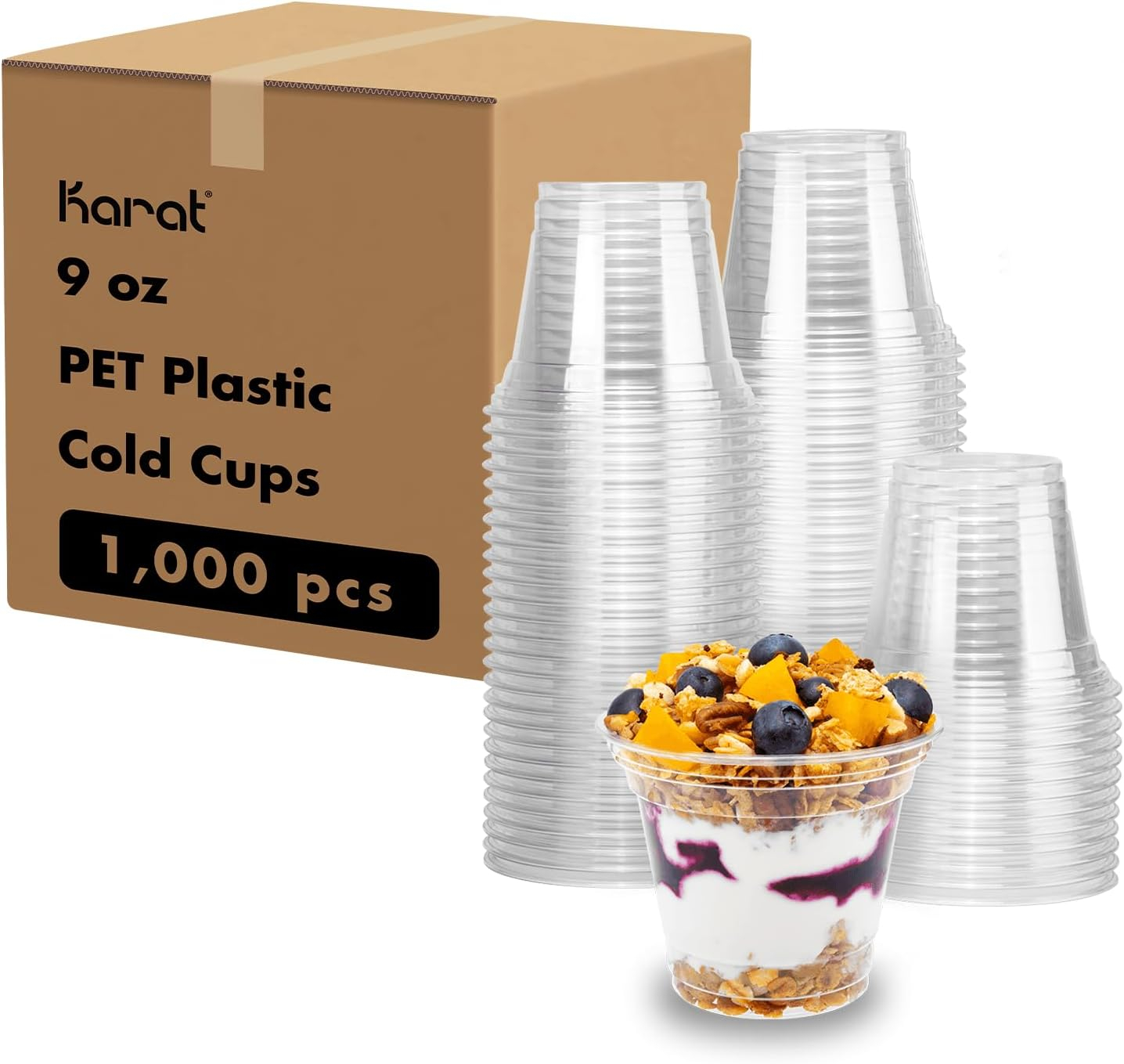 Karat Disposable Plastic Cups, Clear, 1000 Pieces
