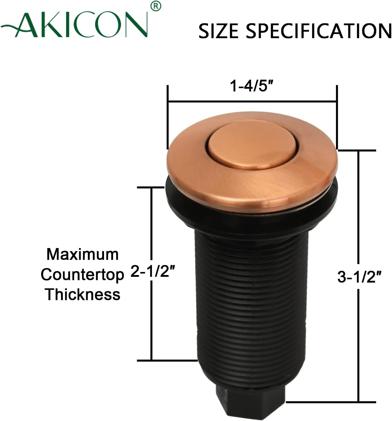 Akicon Garbage Disposal Air Switch with Air Hose, Sink Top Push Button Replacement for Air Switch Garbage/Waste Disposal Outlet (Copper)
