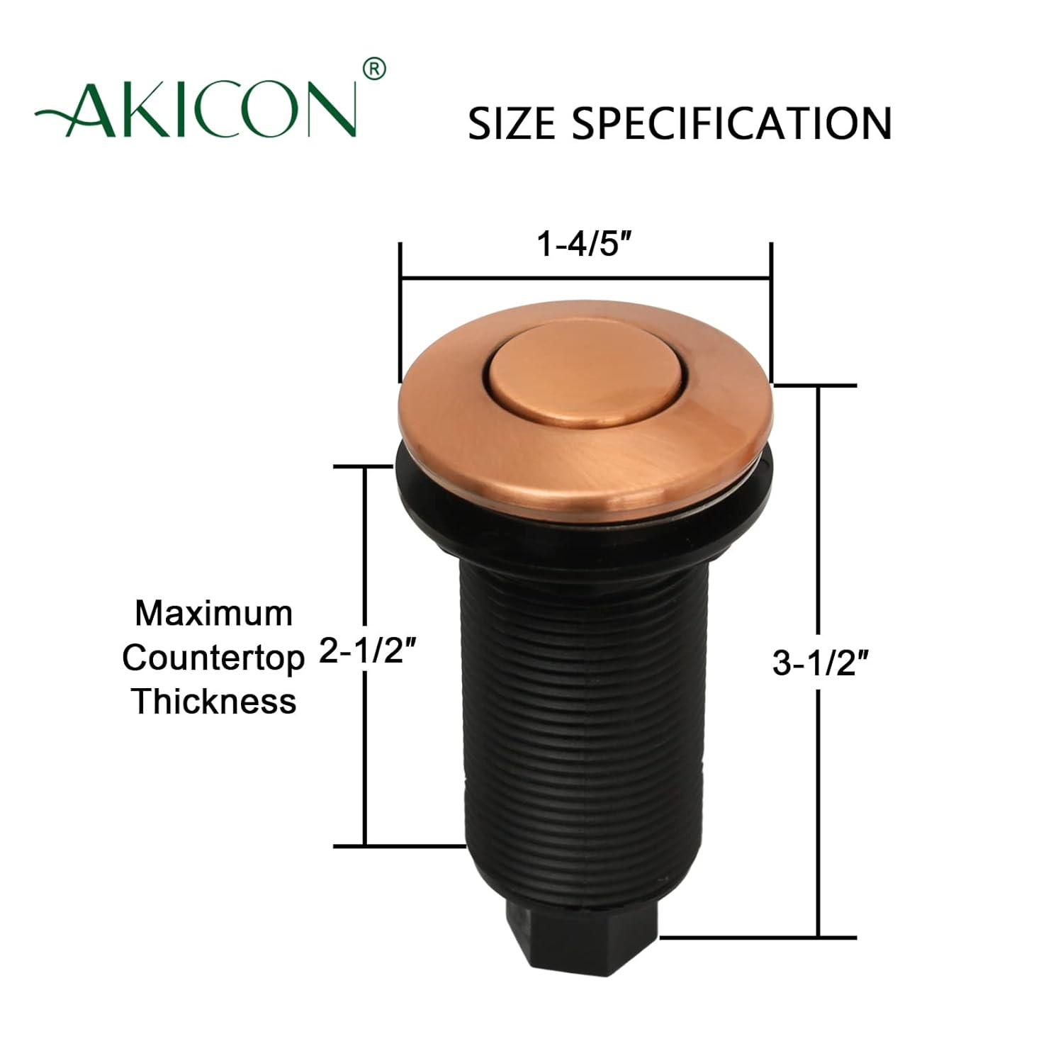 Akicon Garbage Disposal Air Switch with Air Hose, Sink Top Push Button Replacement for Air Switch Garbage/Waste Disposal Outlet (Copper)