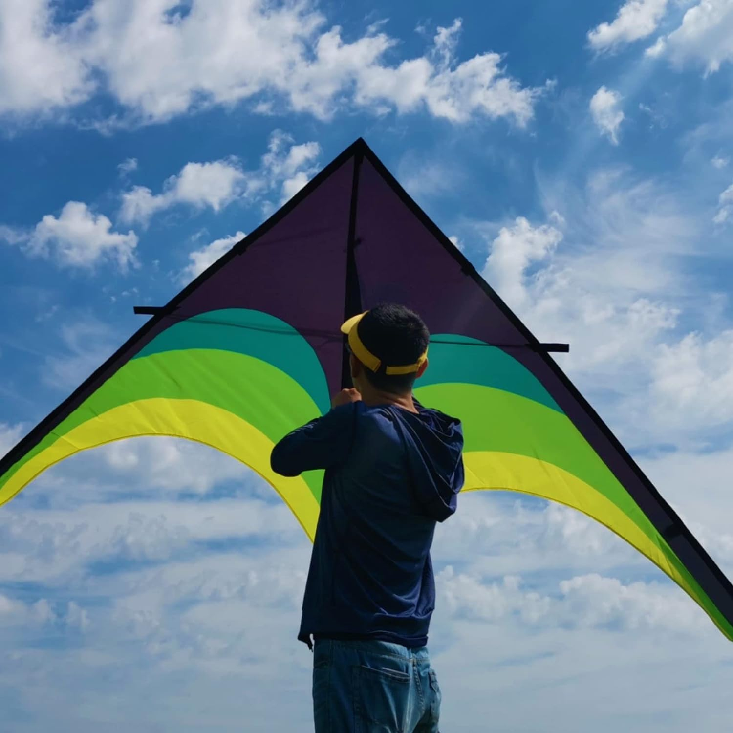 Gaint Kite for Adults Easy to Fly, 9ft Huge Delta Kite Come with 98ft Tail