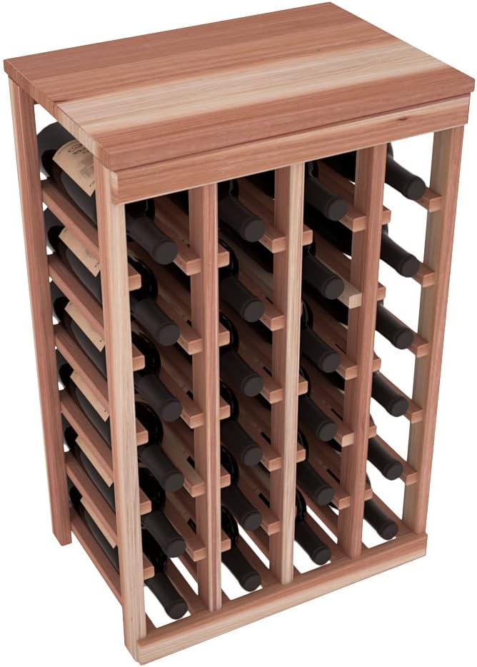 Wine Racks America Living Series Table Top Wine Rack - Durable and Modular Wine Storage System, Redwood Unstained - Holds 24 Bottles