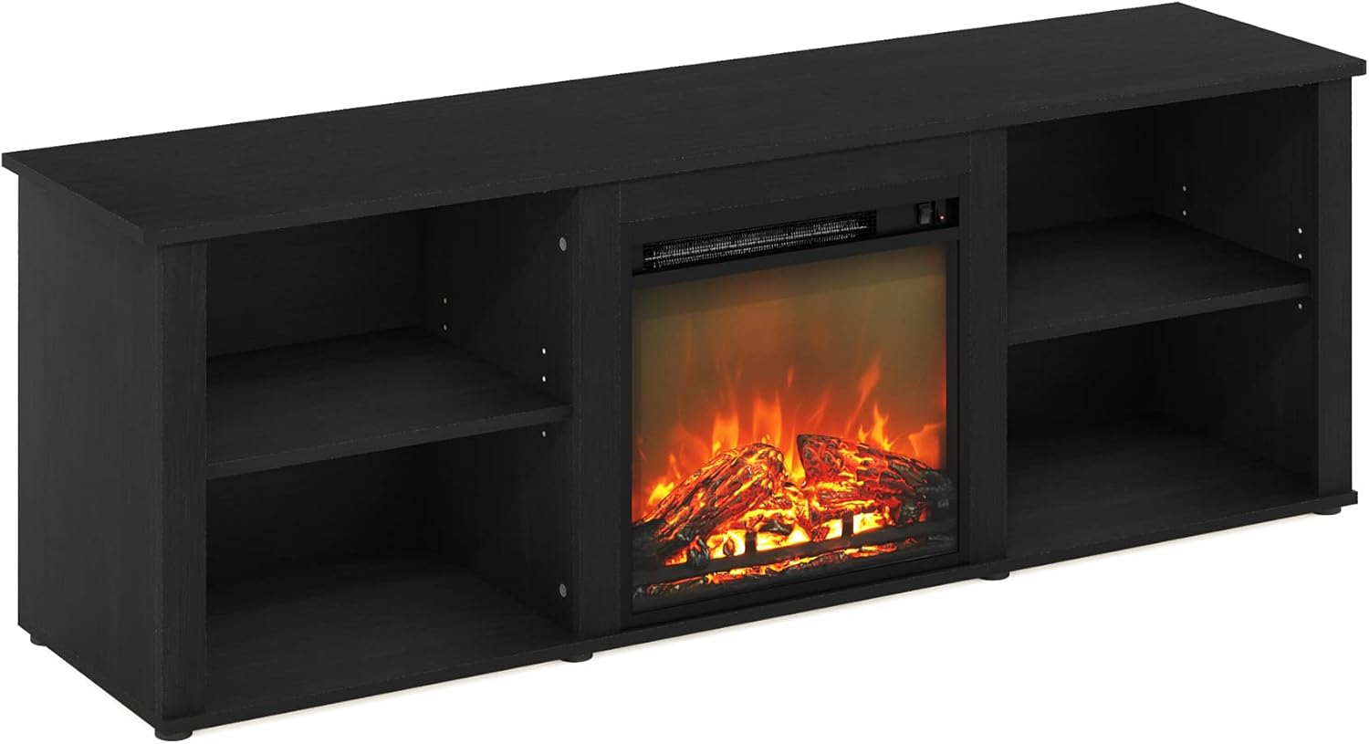 Furinno Montale 70 Inch TV Stand with Fireplace, Americano