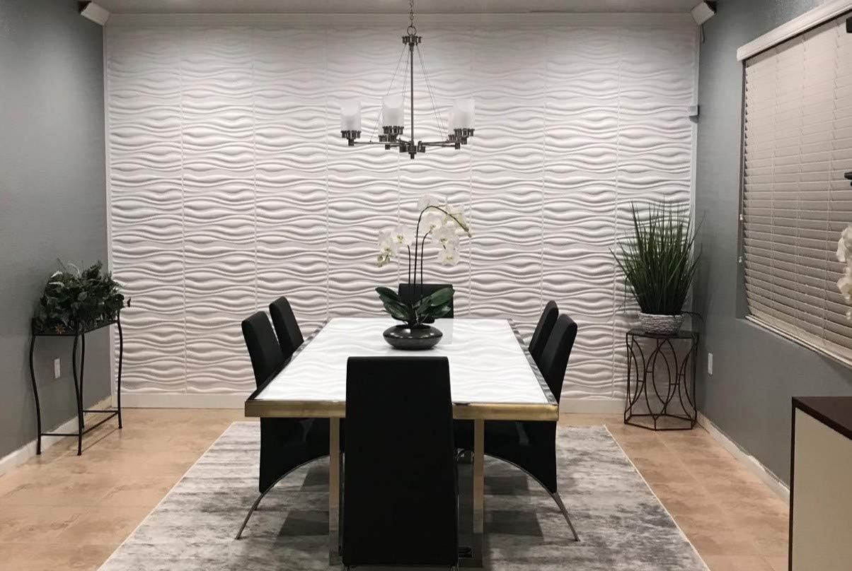 Art3d PVC Wave Board Textured 3D Wall Panels, Black, 19.7" x 19.7" (12 Pack)