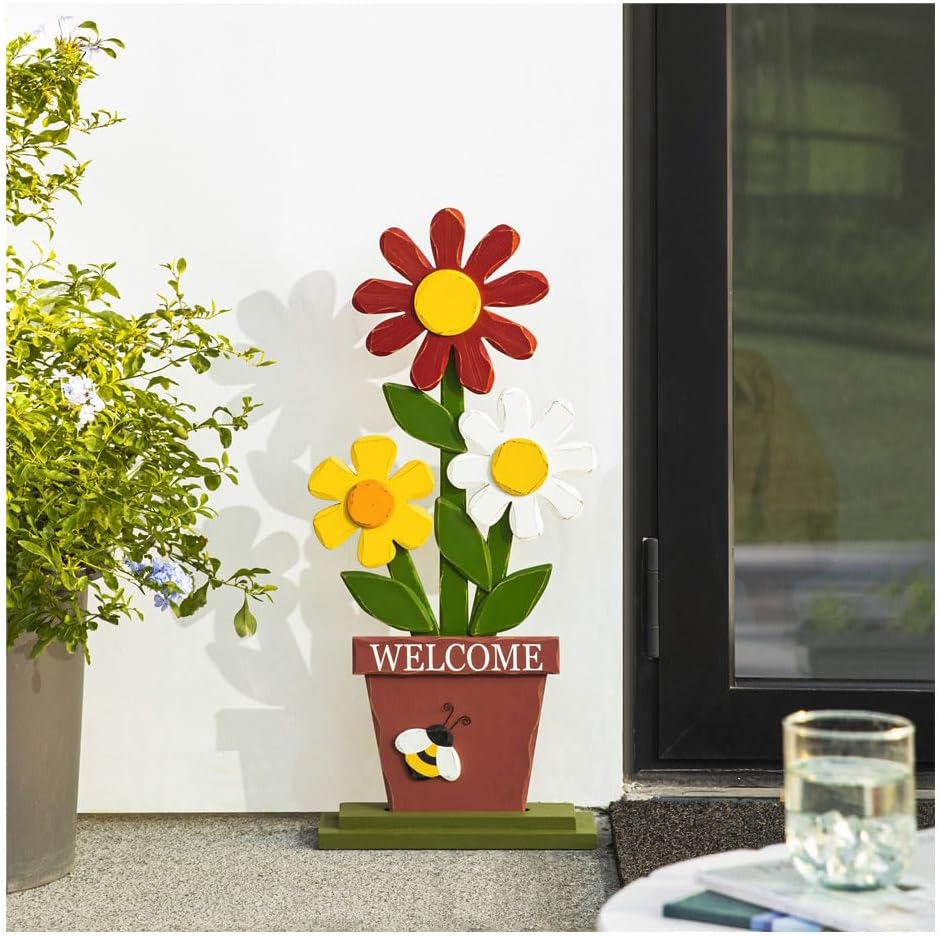30-Inch Multicolor Wood Outdoor Welcome Porch Sign