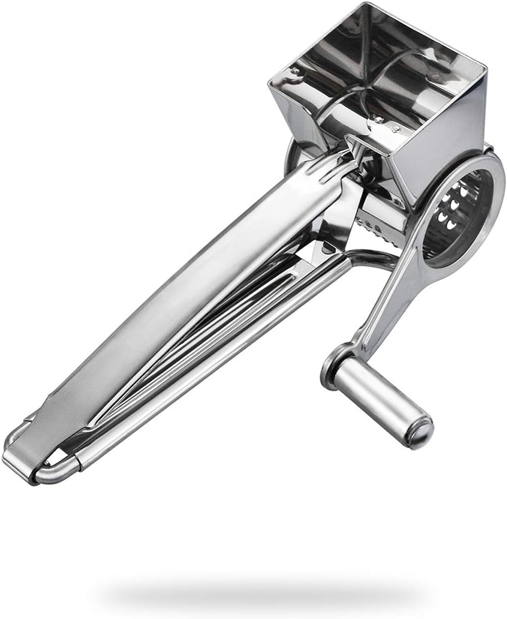 CAKVIICA Multipurpose Cheese Grater With 1 Stainless Steel Handheld Drums For Mozzerella Vegetables And More Ergonomic Design