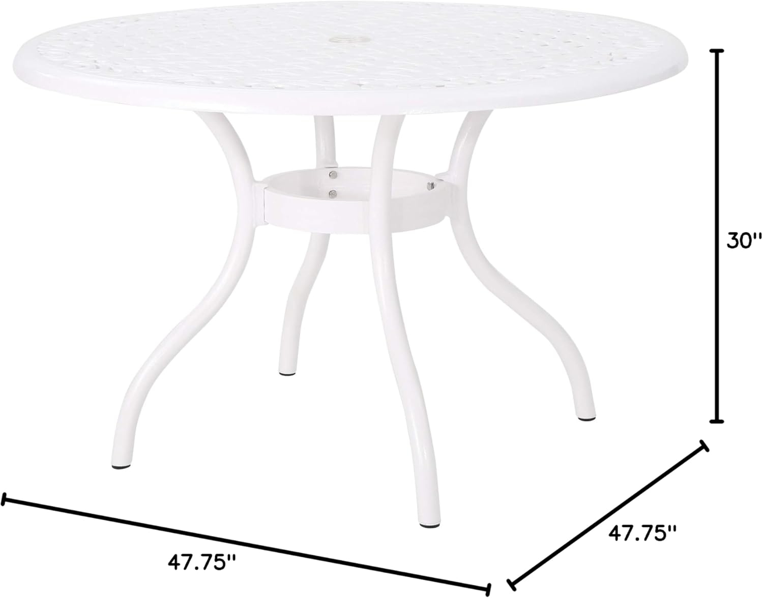 GDF Studio Honolulu Outdoor Aluminum Round Table, White