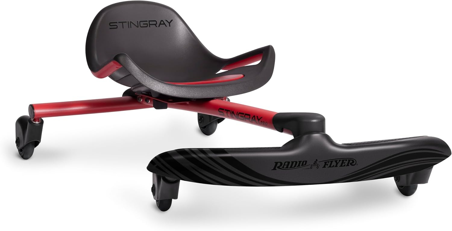 Radio Flyer Stingray Pro, Drifting Caster Scooter Ride-On for Kids, 360 Spins