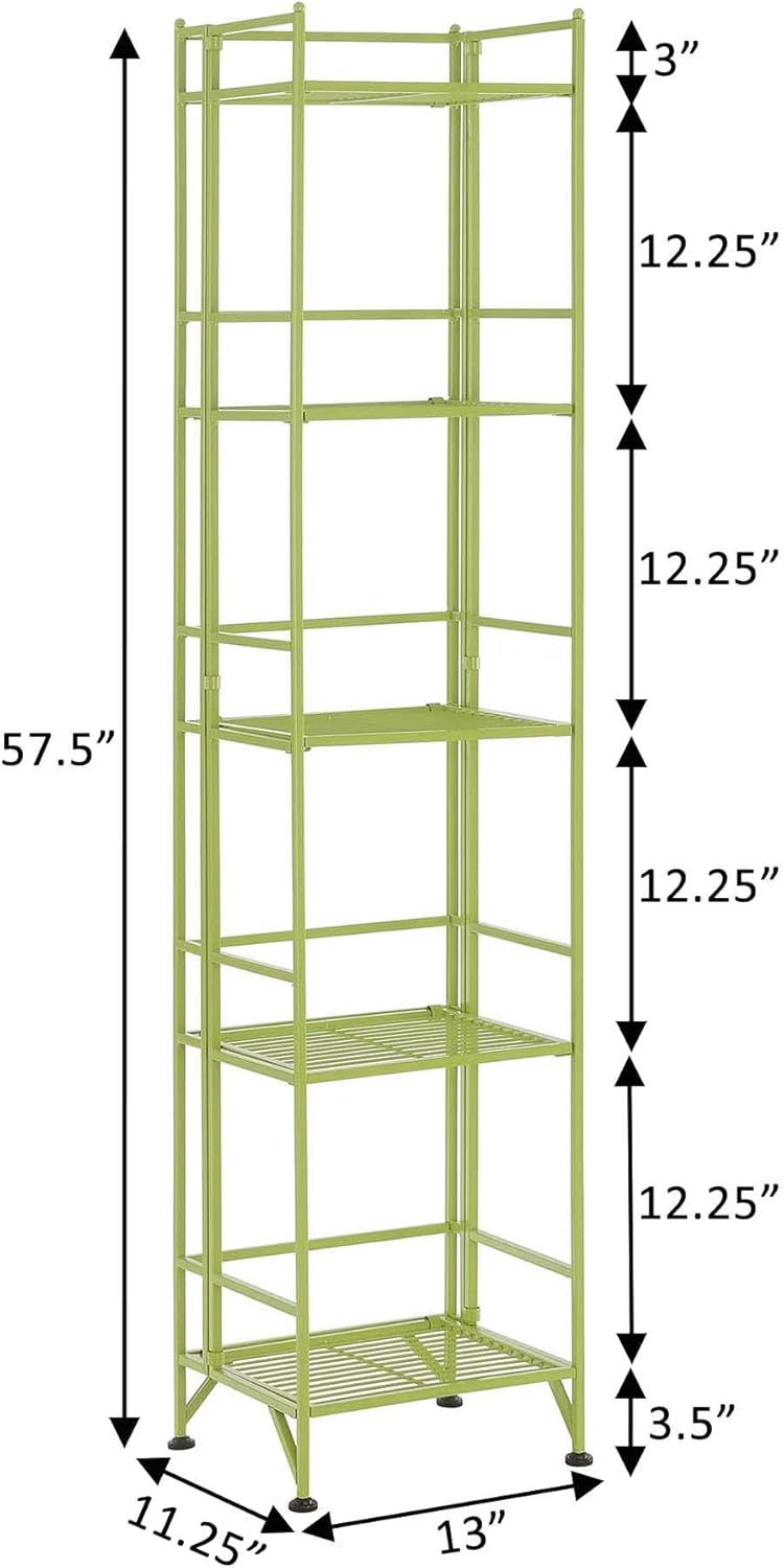 Convenience Concepts Xtra Storage 5 Tier Folding Metal Shelf, Lime