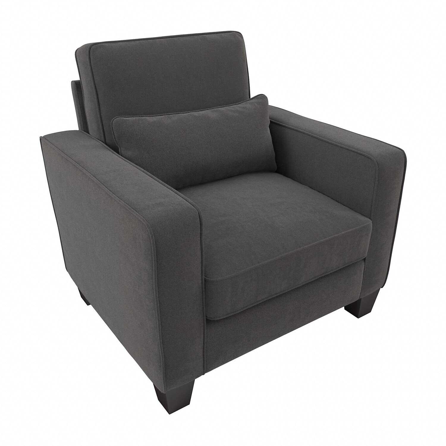 Bush Furniture Stockton Accent Chair with Arms in Charcoal Gray Herringbone