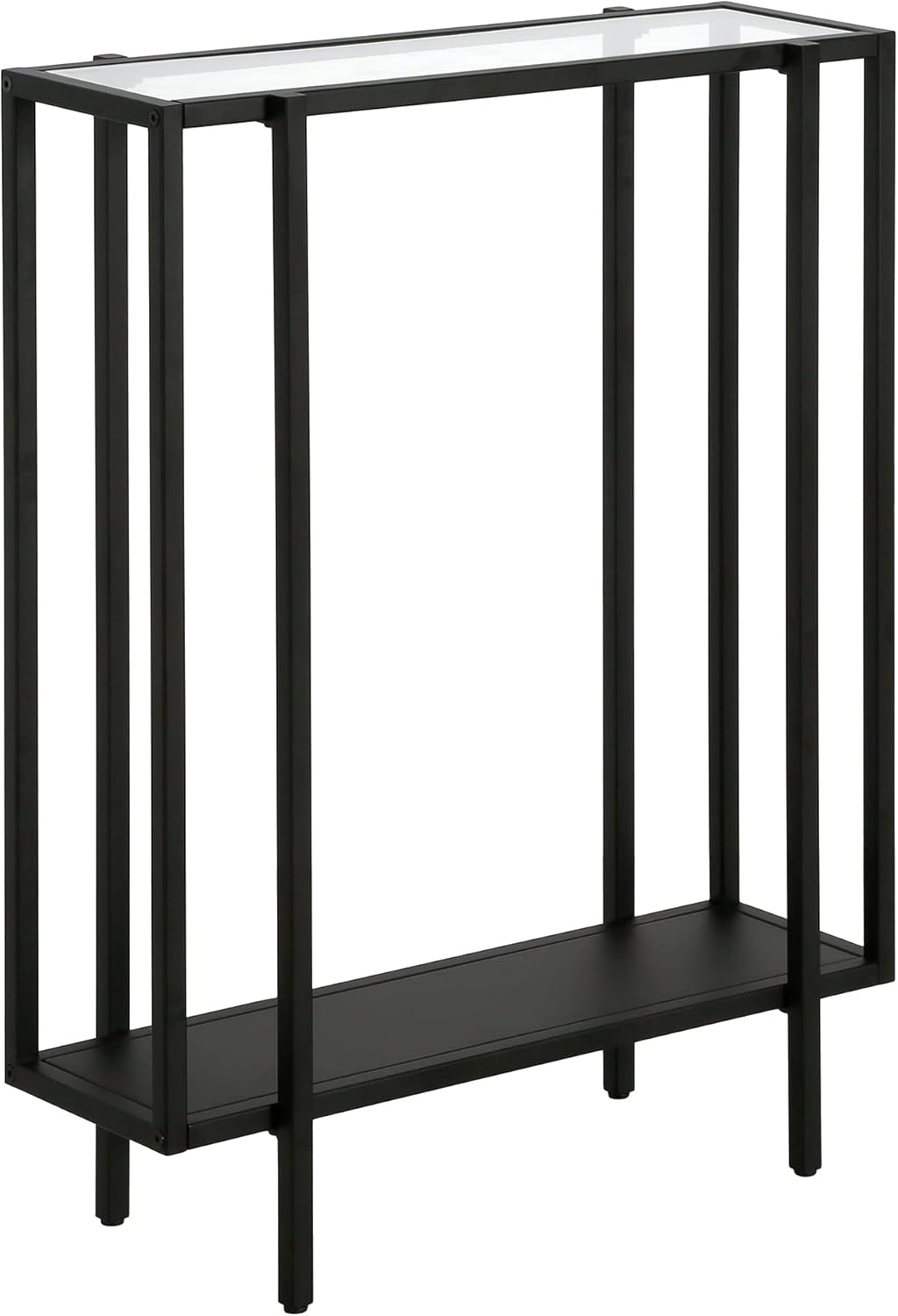 Evelyn&Zoe Vireo 42" Wide Rectangular Console Table with Metal Shelf, Blackened Bronze