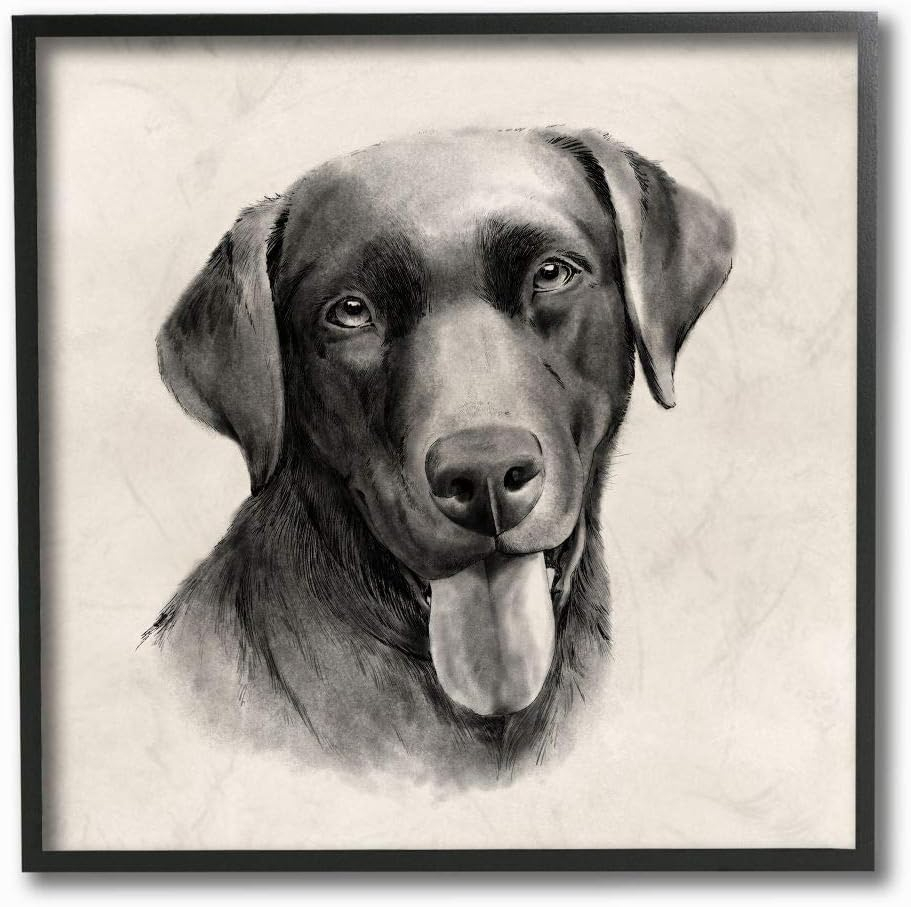 Stupell Industries Vintage Sepia Tone Black Labrador Dog Portrait Designed by Grace Popp