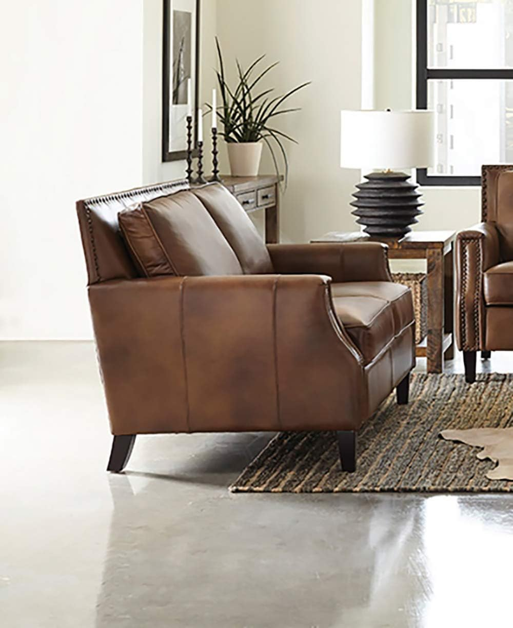Coaster 3-Piece Farmhouse Upholstered Recessed Arms Leather Sofa Set in Brown