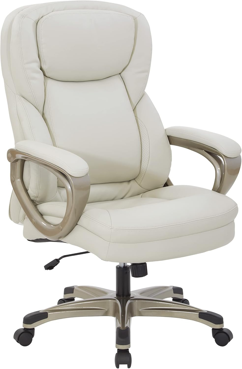 Executive Cream Bonded Leather Office Chair with Cocoa Coated Nylon Base
