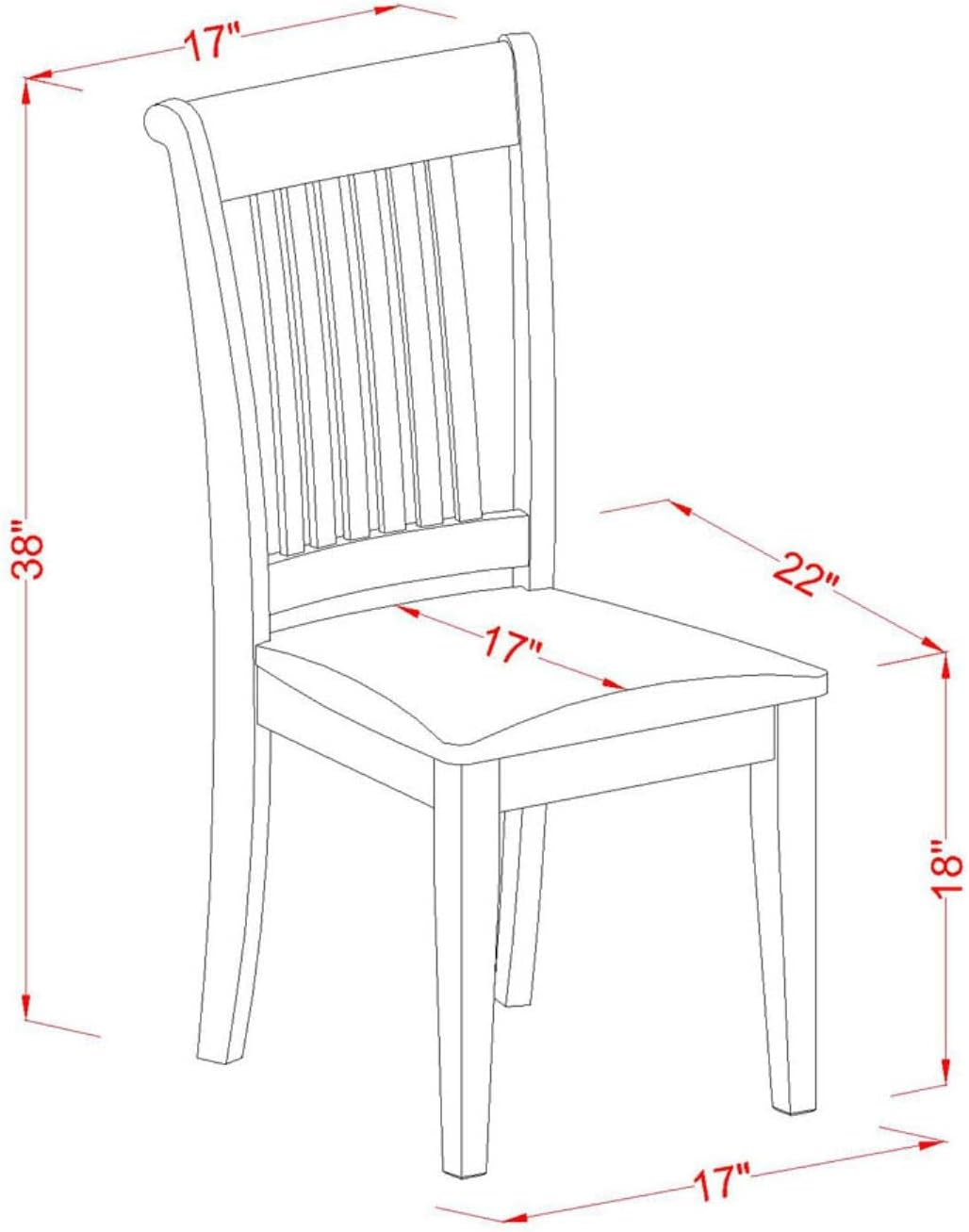 East West Furniture Portland 39" Fabric Dining Chairs in Oak (Set of 2)