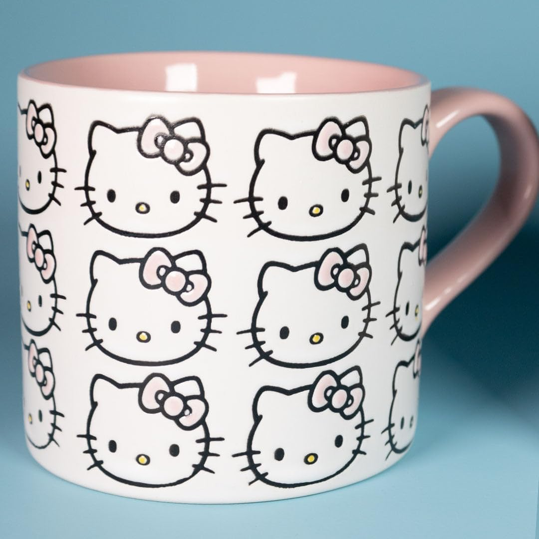 Hello Kitty White and Red Ceramic Mug Set, 18 Oz