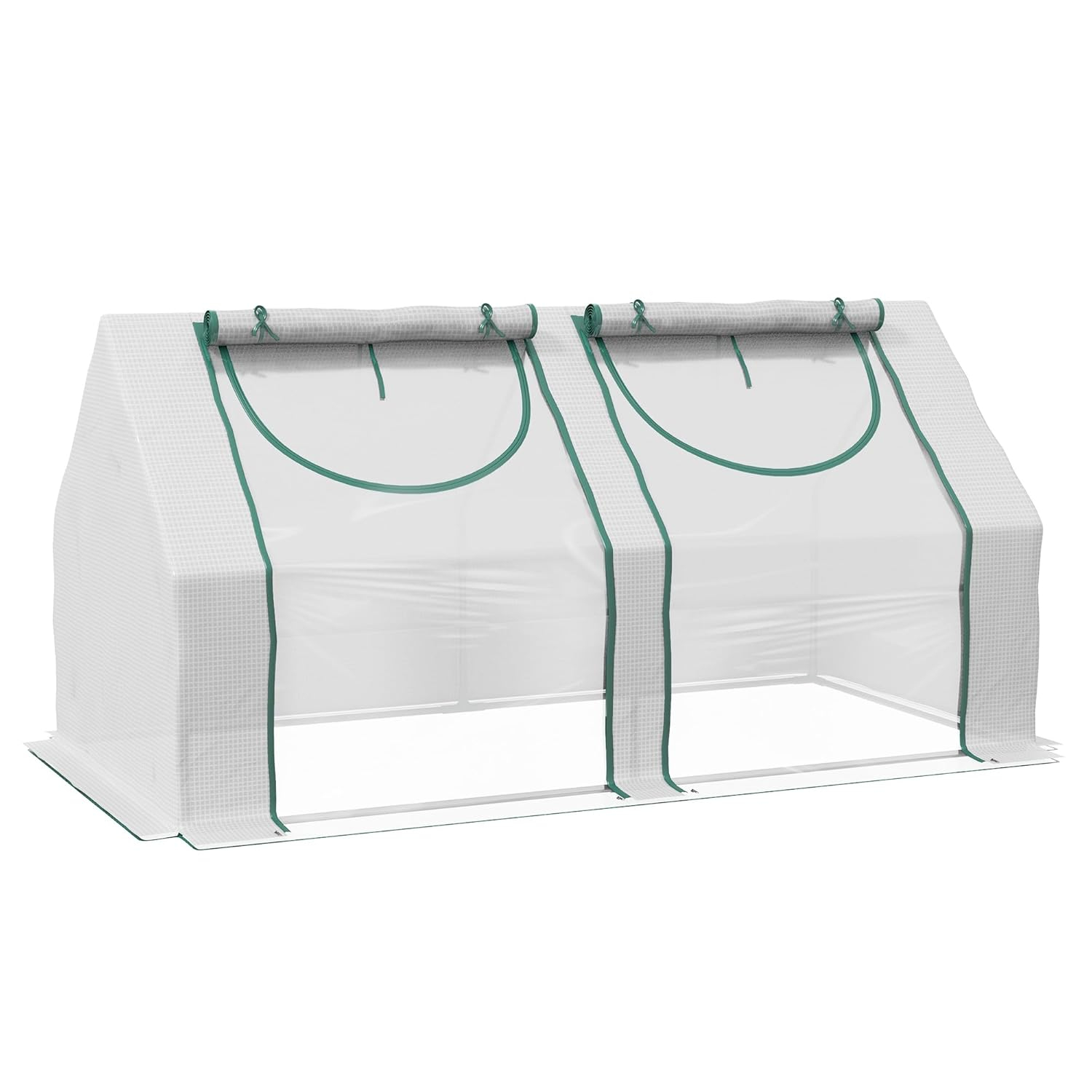 Outsunny 6' x 3' x 3' Portable Greenhouse, Garden Green House with 2 PE/Plastic Covers, Steel Frame and 2 Roll Up Windows, Green