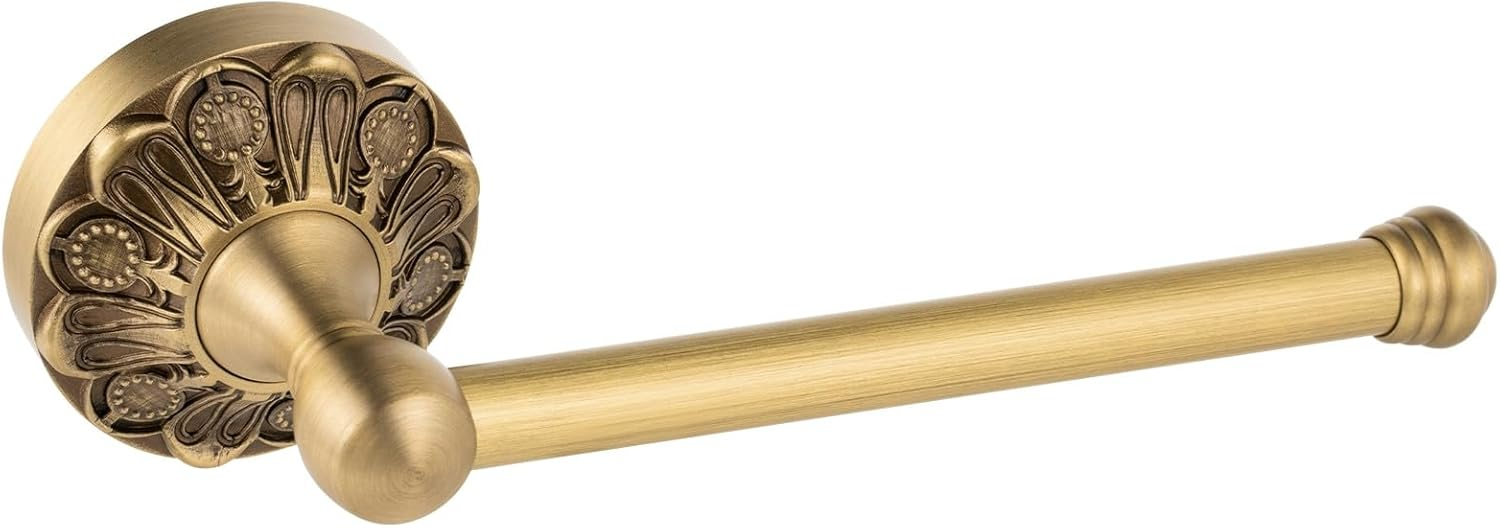 Lucyound Antique Brass Toilet Paper Holder, Bathroom Tissue Roll Holder Wall Mount, Vintage Gold Decorative Bathroom Accessories, Petal-Relief Series C3