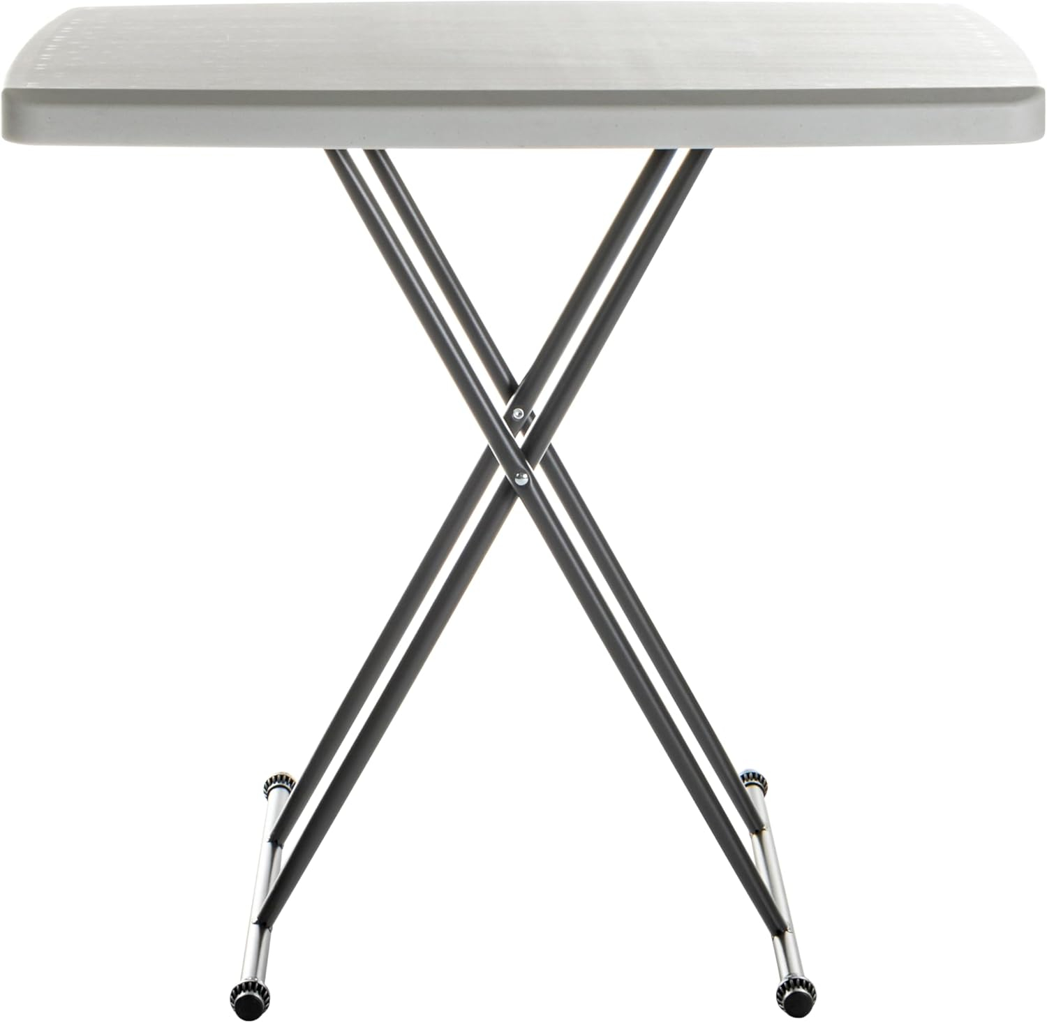 Iceberg Small Camping Personal Folding Table, Heavy Duty Utility Table, Adjustable Height, Platinum, 19.5” L x 30” W x 28" H
