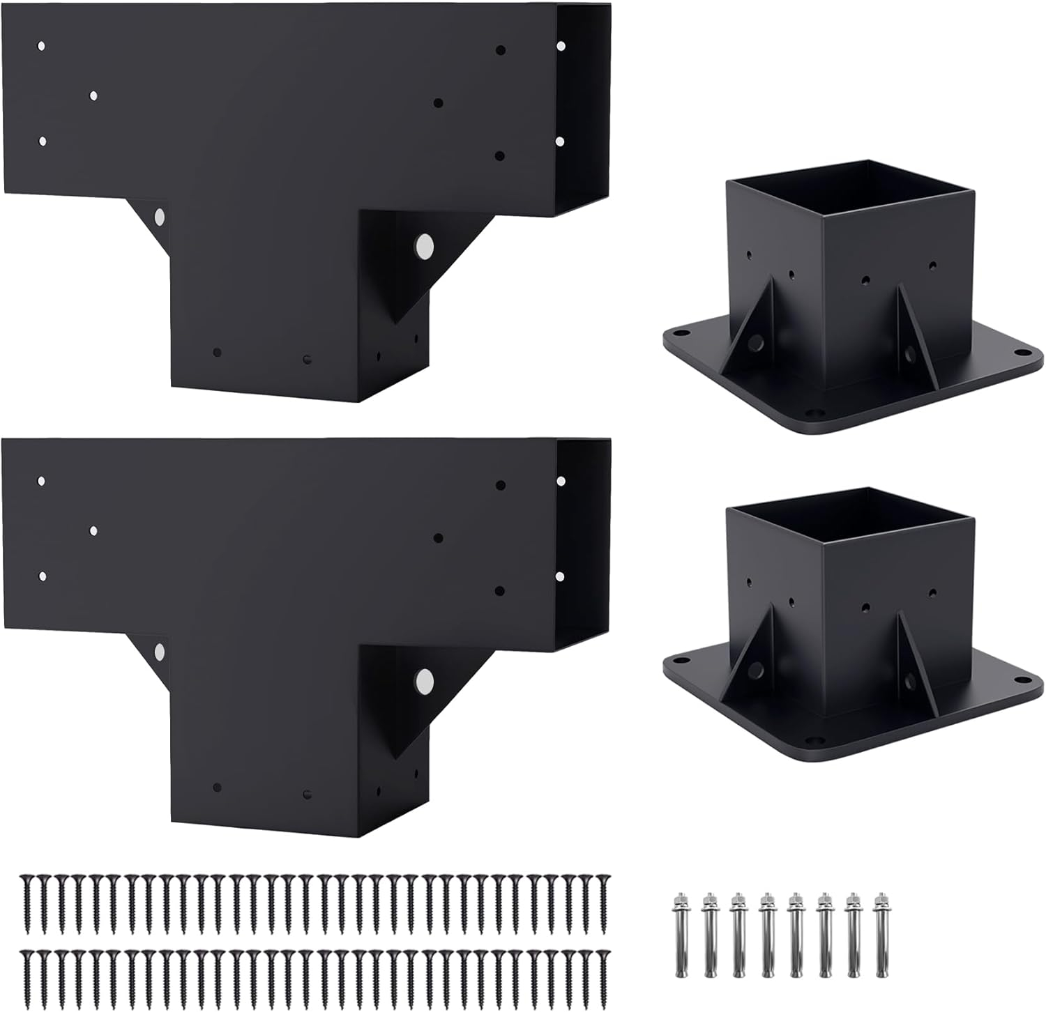 Pergola Kit Elevated Wood Stand Kit Woodwork for 4"x 4" (Actual 3.5" x 3.5"), Wooden Gazebo Kit for 3-Way Pergola Brackets with Pergola Base Brackets - Includes Screws