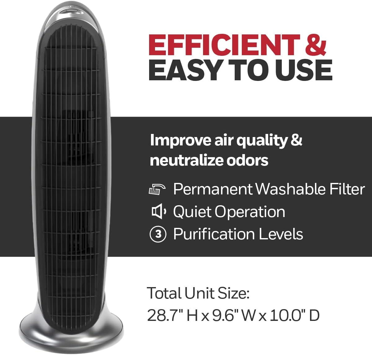 Honeywell HFD-120-Q QuietClean Air Purifier with Permanent Washable Filters, Medium Rooms (170 sq. ft.), Black