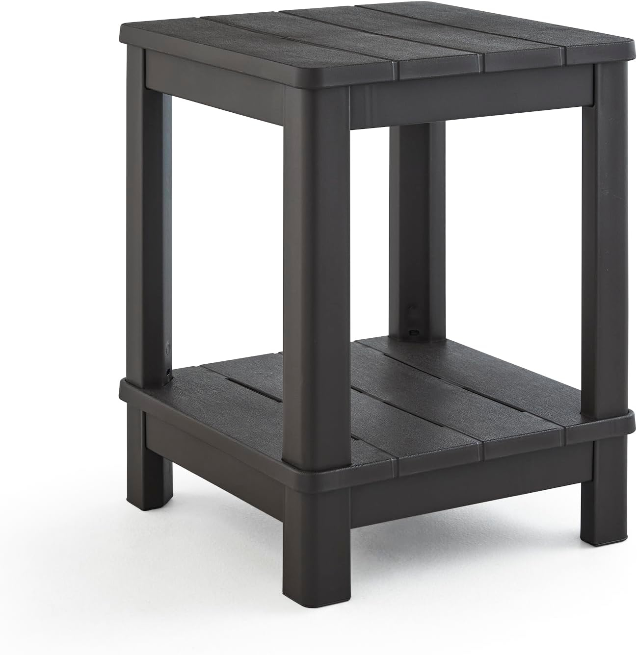 Deluxe 20 in. Resin Brown Square Patio Side Table With Storage