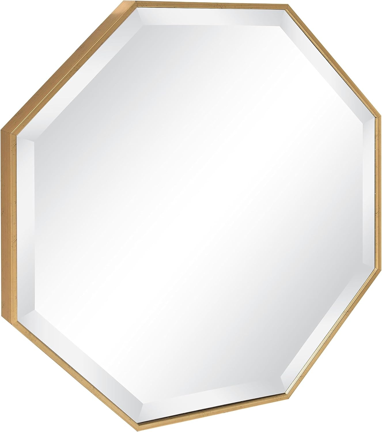 Kate and Laurel Rhodes Modern Octagon Wall Mirror, Gold 25x25 Inches