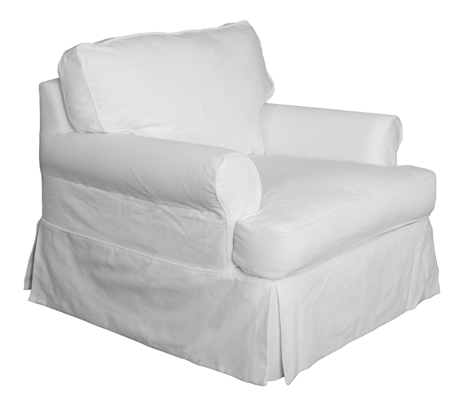 Sunset Trading Horizon Cotton Slipcover for T-Cushion Chair in Warm White