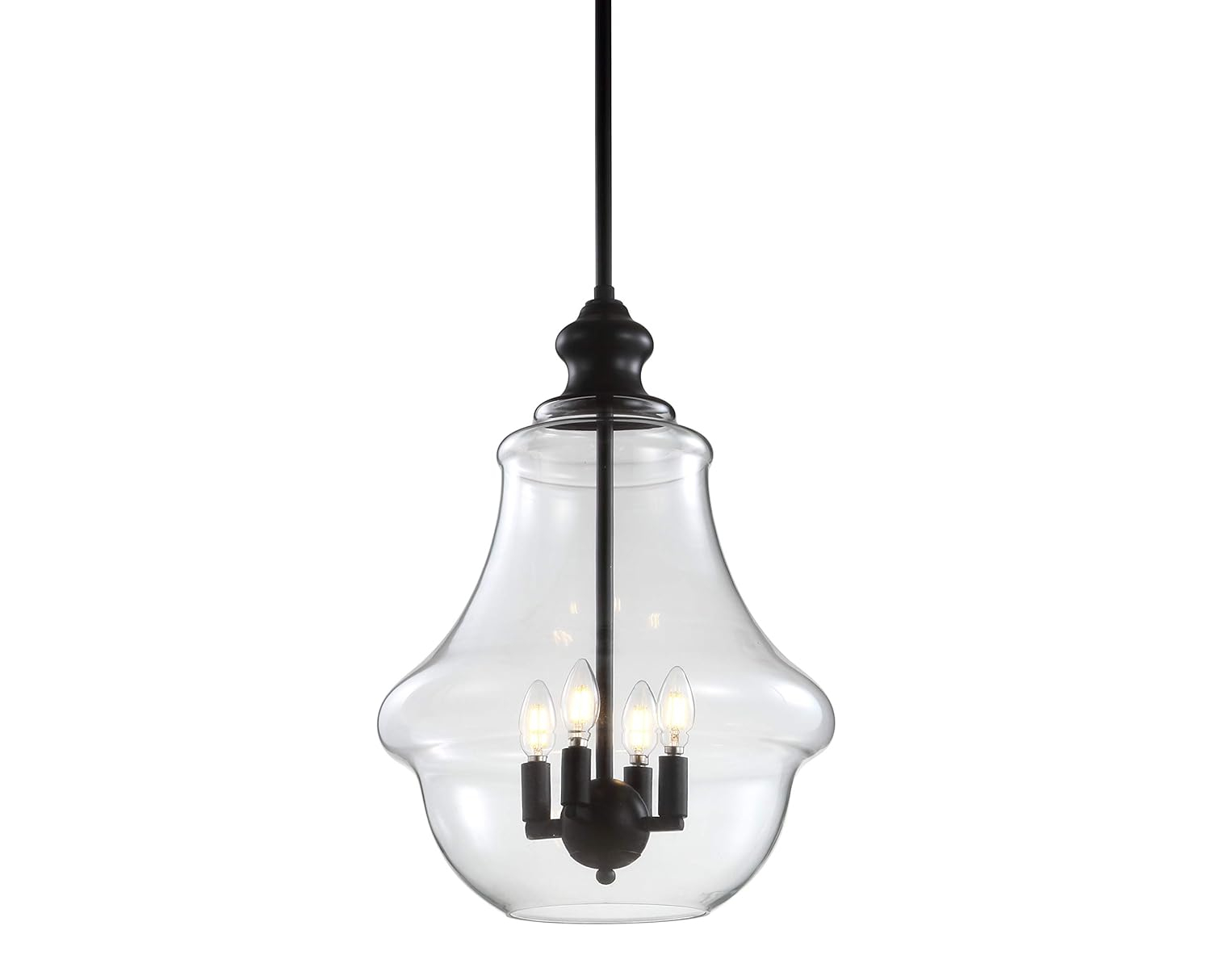 Adam 16" Adjustable Metal/Glass LED Pendant, Oil Rubbed Bronze