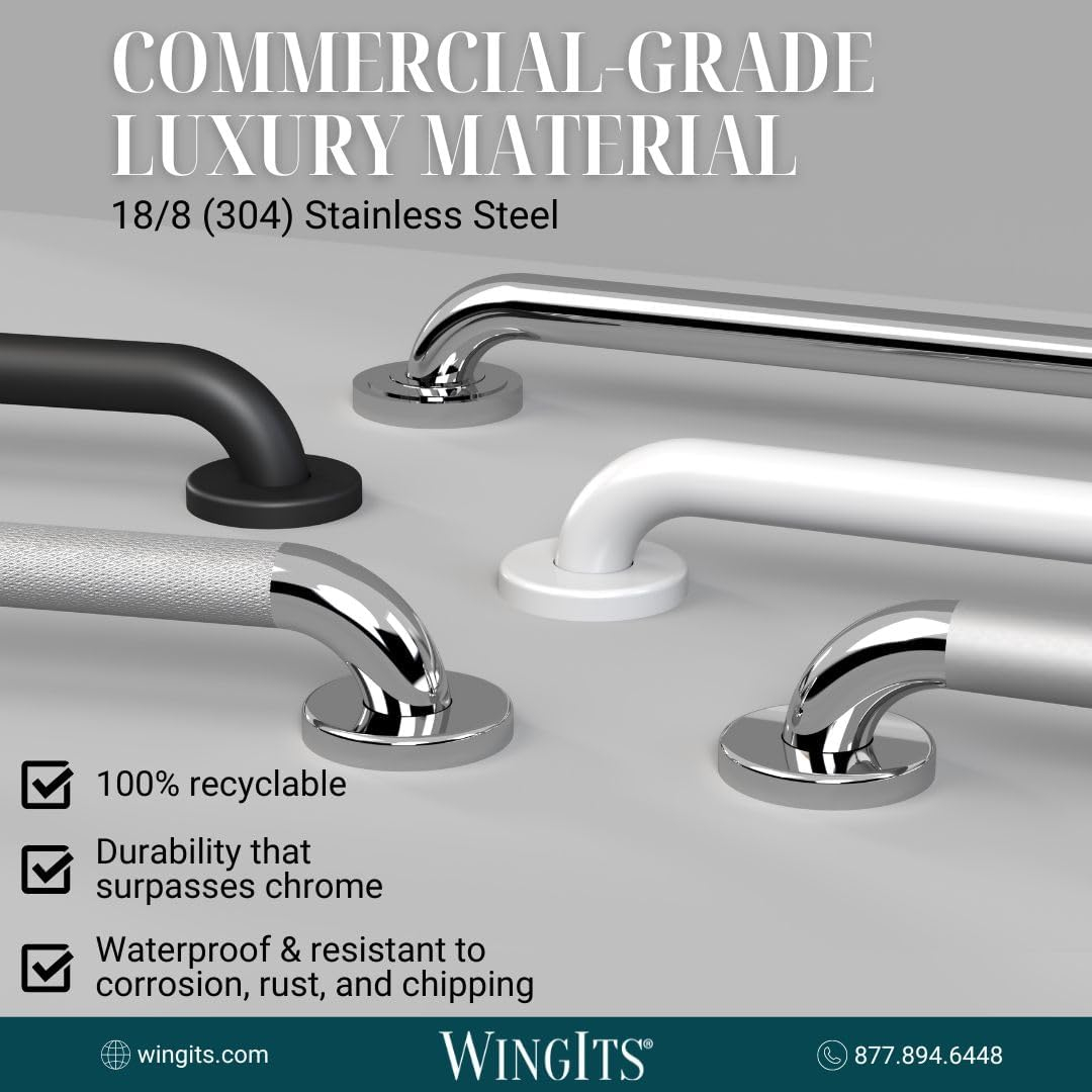Wingits Grab Bar With Cover, 36 In. X 1-1/4 In., Satin Stainless Steel