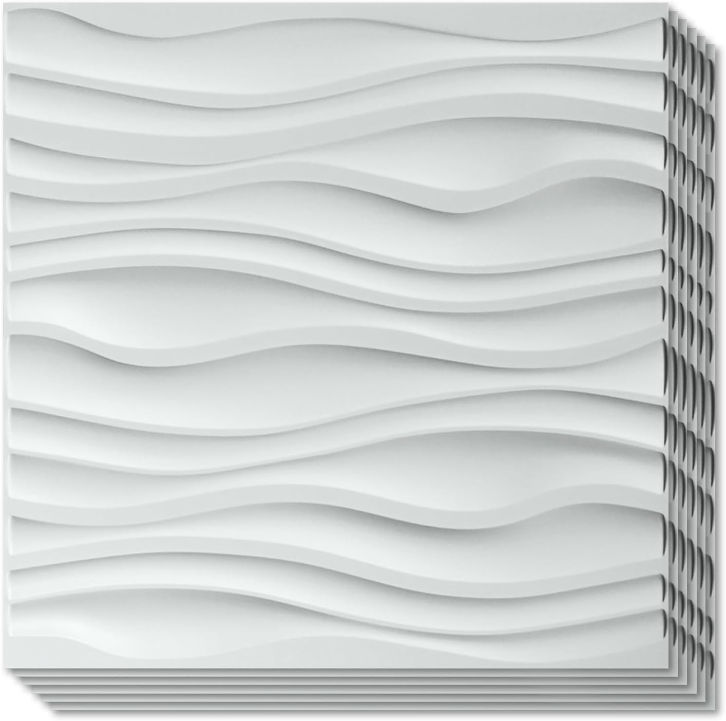 Art3d PVC Wave Board Textured 3D Wall Panels, Black, 19.7" x 19.7" (12 Pack)