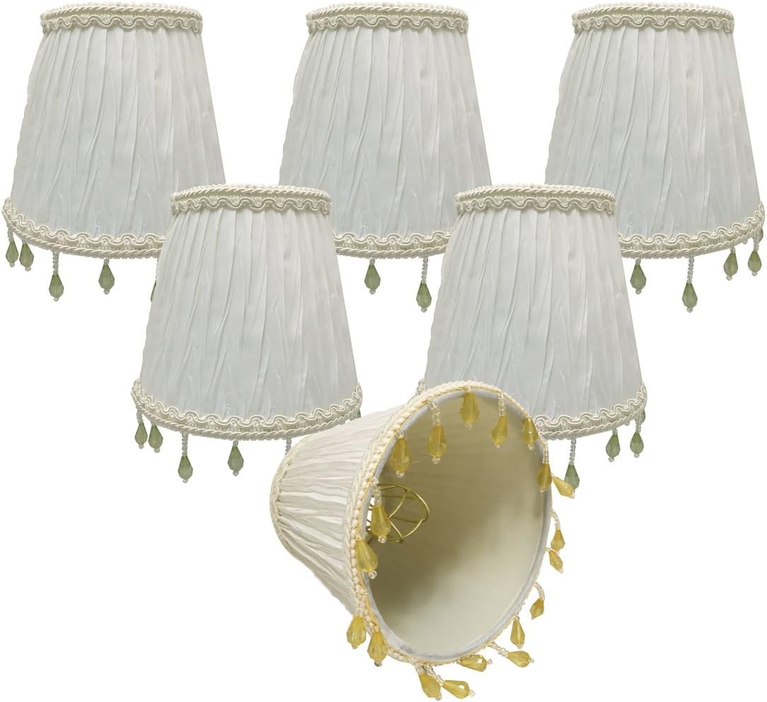Royal Designs, Inc. Clip on Ruche Pleated Empire Chandelier Lamp Shade Flame Clip Fitter, CSO-1033-5WH-6, 3 x 5 x 4.5, White, 6 Pack