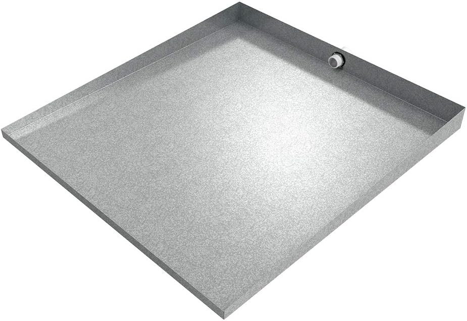 32" x 30" Front-load Washer Tray with Drain (Galvanized Steel) - Killarney Metals - Made in America