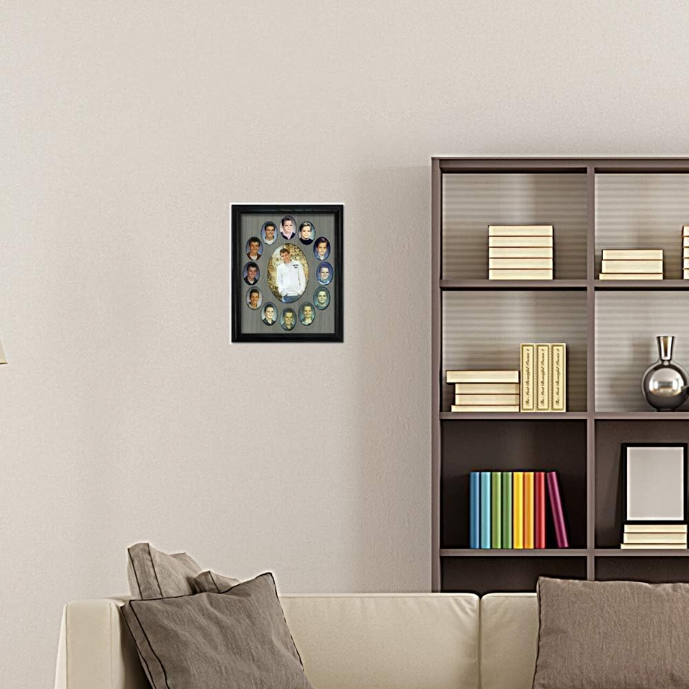 Black Wood Collage Picture Frame with White Mat for Graduation