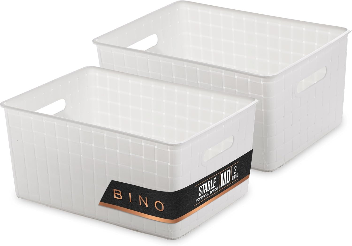 BINO | Plastic Storage Baskets Medium - Black | THE STABLE COLLECTION | Multi-Use Storage | Rectangular Cabinet Organizer | Baskets For Organizing with Handles | Home Office Organization and Storage