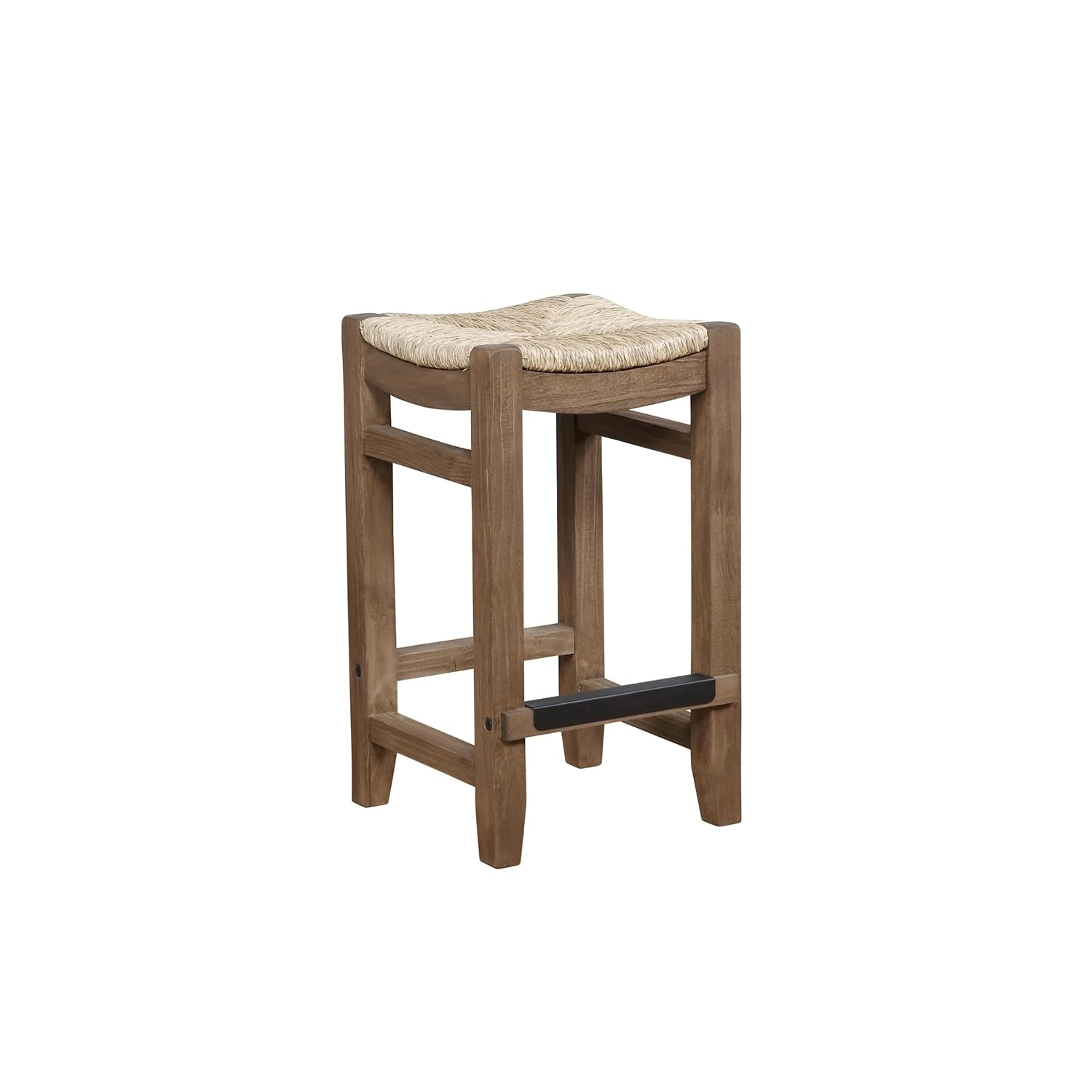 Alaterre Furniture Newport 26"H Wood Counter Height Stool with Rush Seat, Brown