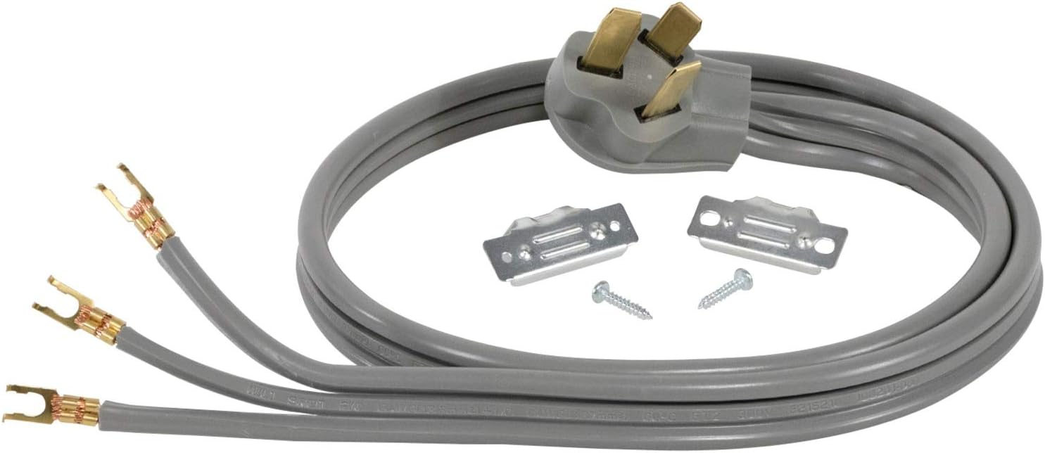 Certified Appliance Accessories 40-Amp Appliance Power Cord, 3 Prong Range Cord, 3 Wires with Open-End Connectors, 6 Feet, Copper Wire
